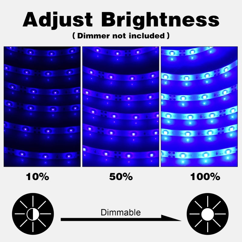 iNextStation 12V LED Light Strip IP65 Waterproof Blue LED Strip Lights 16.4ft/5m Cuttable 300 SMD 2835 LED Tape Flexible Led Lights for Bedroom Outdoor Indoor Decor (Power Adapter not Included) - Image 4